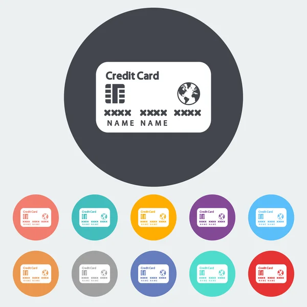 Cartão de crédito único ícone plano . — Vetor de Stock