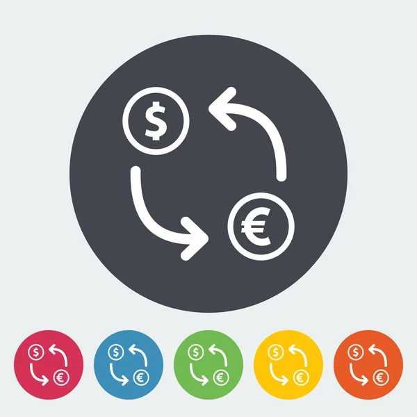 Cambio de divisas icono plano único . — Vector de stock