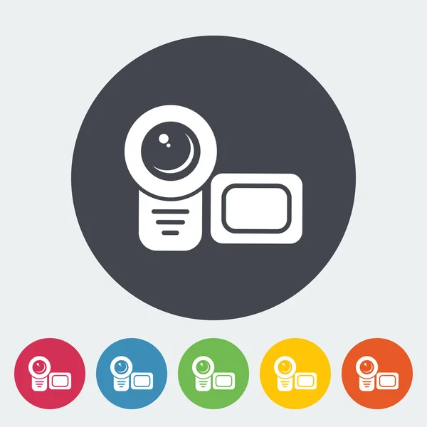 Video camera single flat icon. — Stock Vector