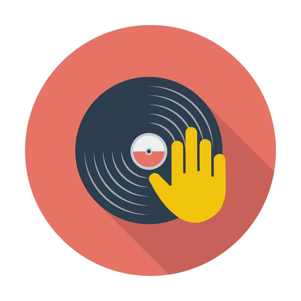 Disco de vinilo con la mano . — Vector de stock