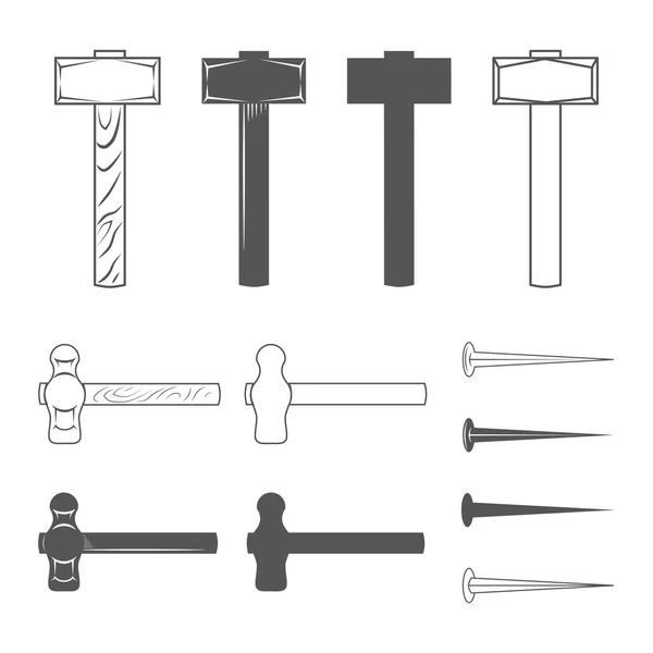 Hammers and hobnails — Stock Vector