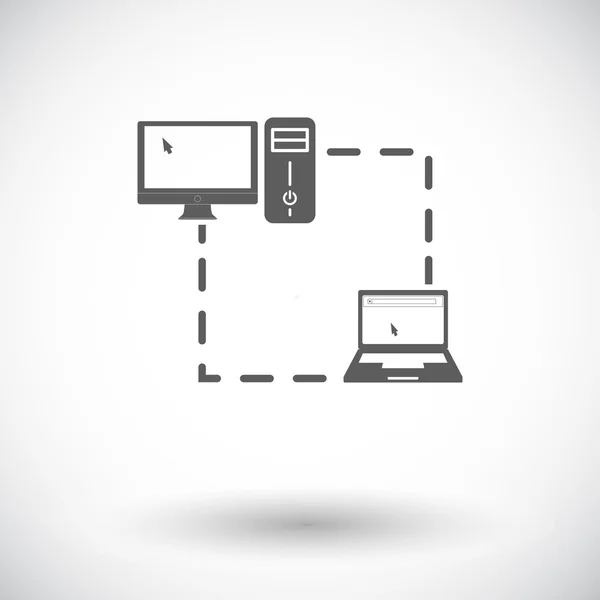 Computer sync enkel vlakke pictogram. — Stockvector