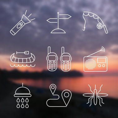 Outline stroke Camping icons. clipart