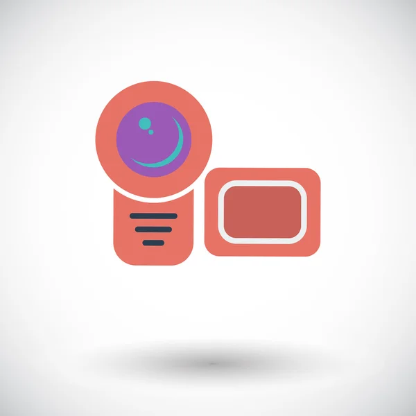 Cámara de vídeo único icono plano . — Vector de stock