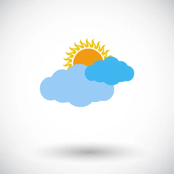 Icono del clima. Sol y nube . — Vector de stock