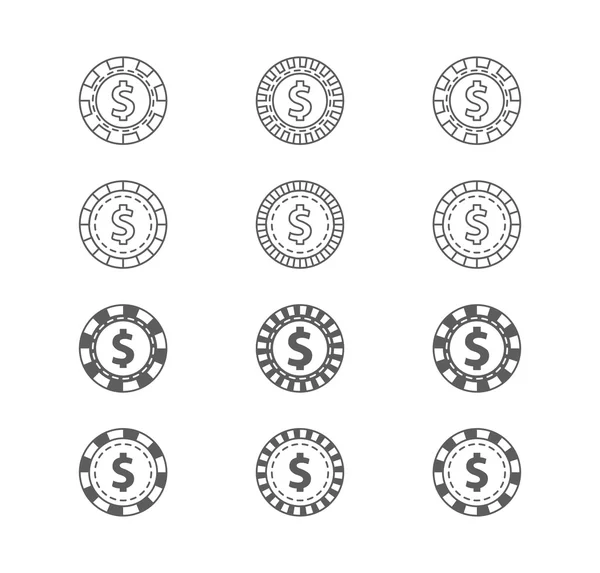 Set of casino gambling chips — Stock Vector