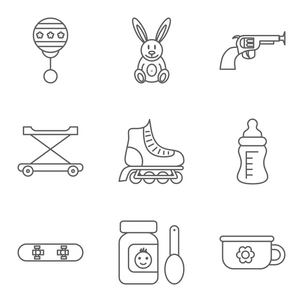 Baby dunne lijn gerelateerde vector icon set — Stockvector