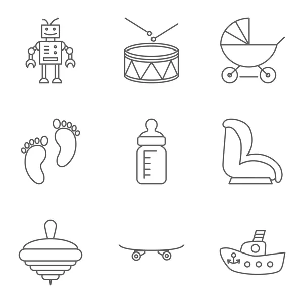 Baba vékony vonal kapcsolódó vector icon set — Stock Vector