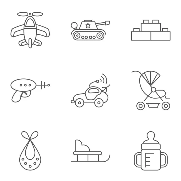 Conjunto de iconos de vector relacionados con línea delgada bebé — Archivo Imágenes Vectoriales