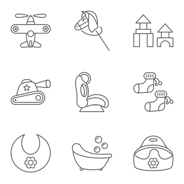 Baby thin line related vector icon set — Stock Vector