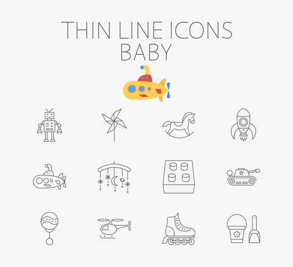 Bebek ile ilgili düz vektör Icon set — Stok Vektör
