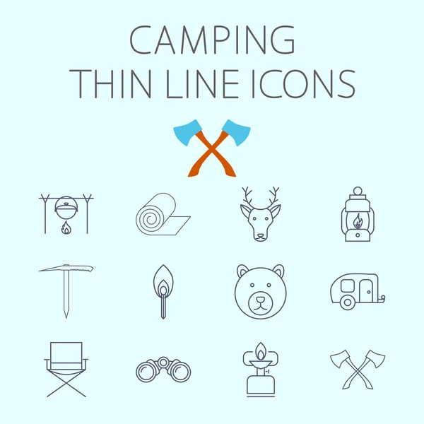 Camping related flat vector icon set — Stock Vector