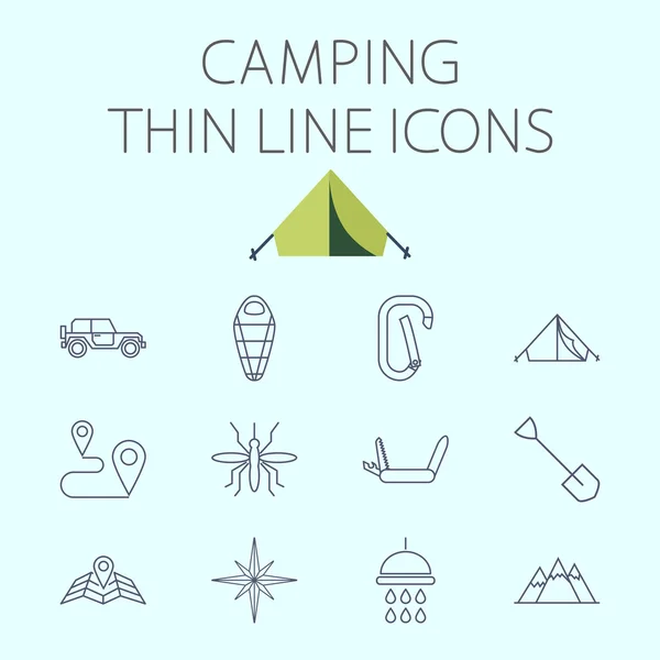 Camping related flat vector icon set — Stock Vector