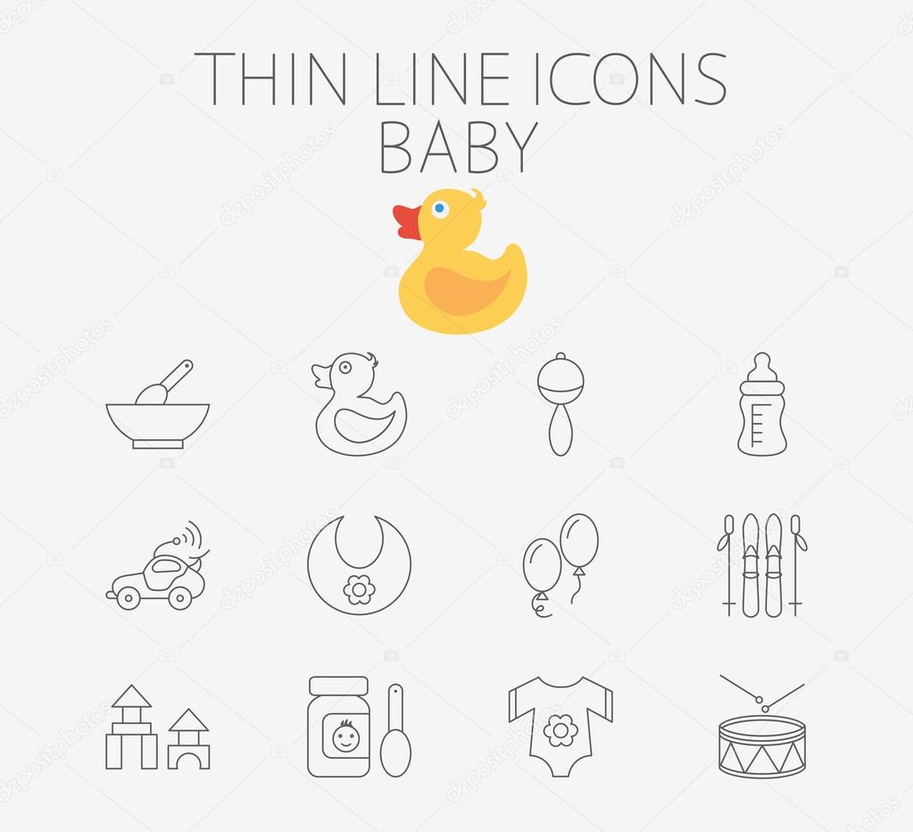 Baby related flat vector icon set