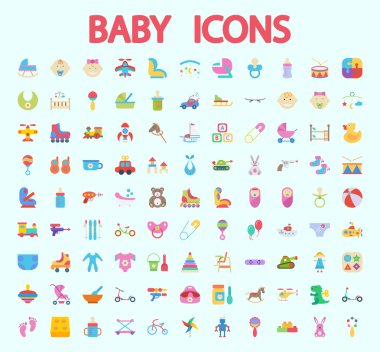 Bebek düz vektör Icon set
