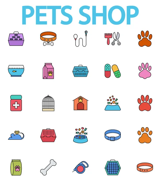 Tienda de mascotas iconos — Archivo Imágenes Vectoriales