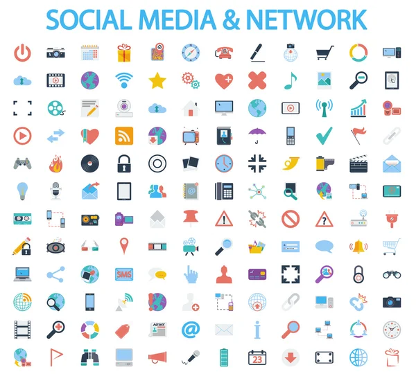 Redes sociales e iconos de red — Vector de stock