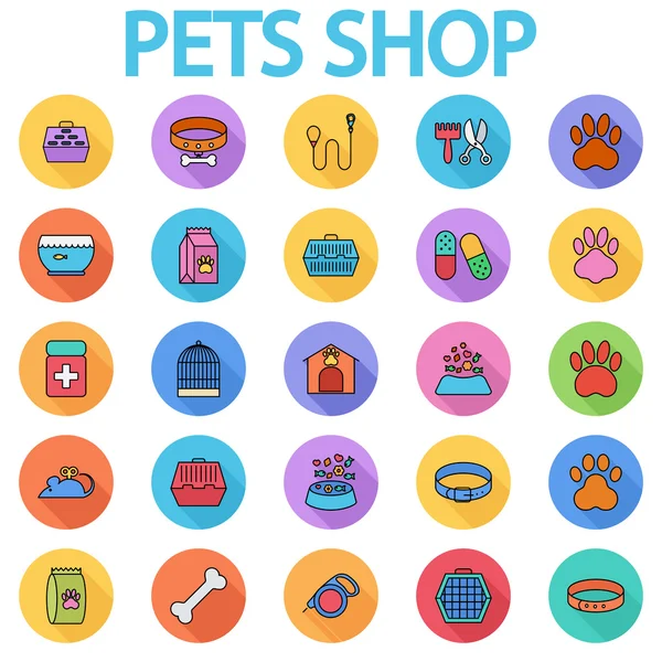 Tienda de mascotas iconos — Vector de stock