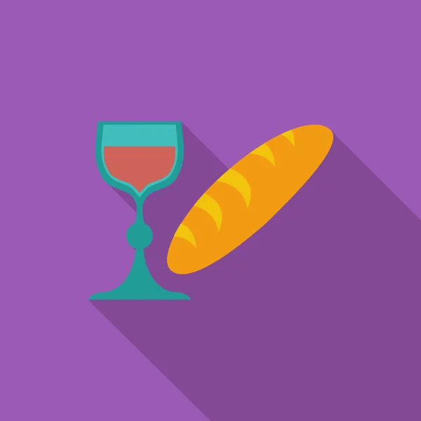 Ekmek ve şarap tek simge. — Stok Vektör
