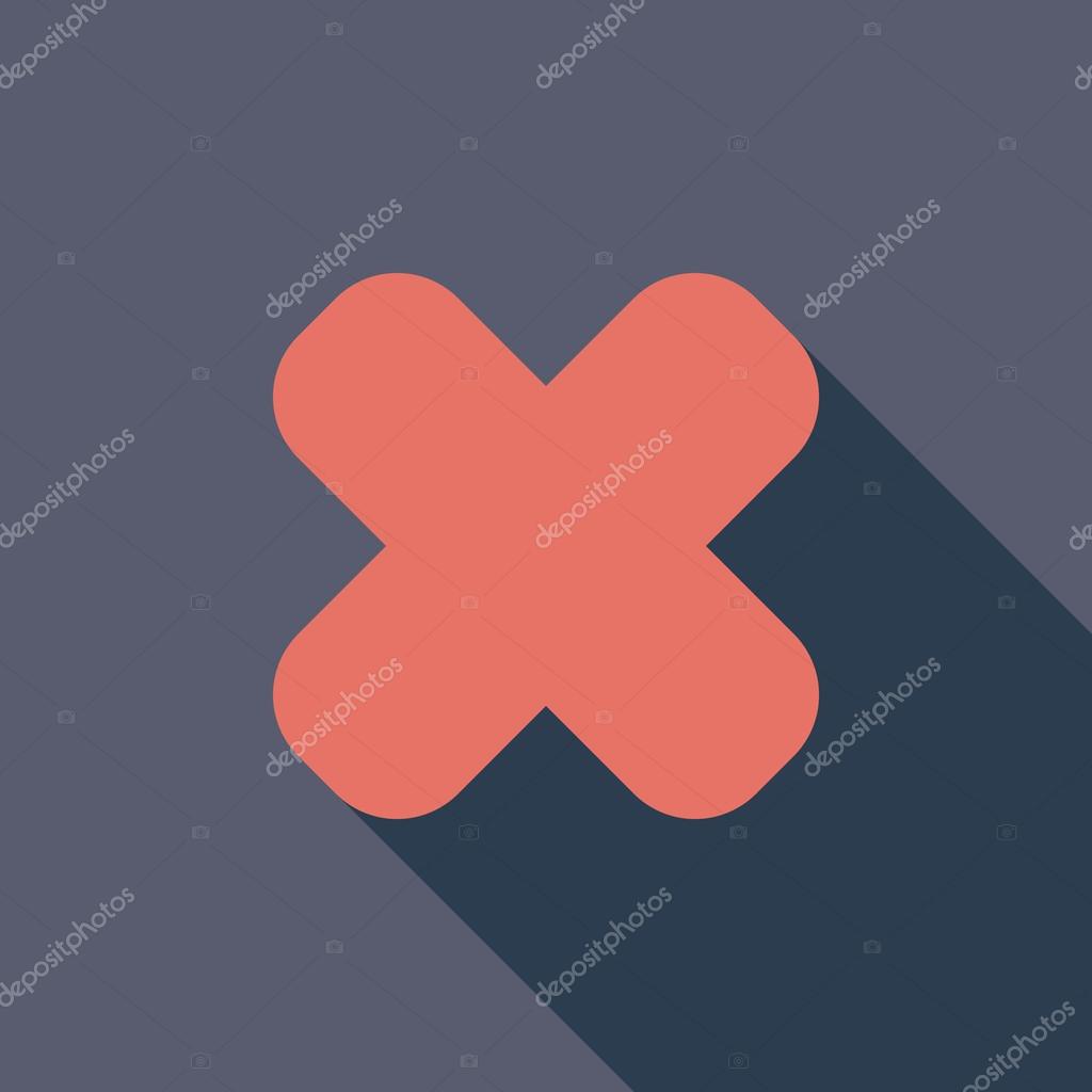 Delete button icon. Flat vector related icon with long shadow for web and mobile applications. It can be used as - logo, pictogram, icon, infographic element. Vector Illustration