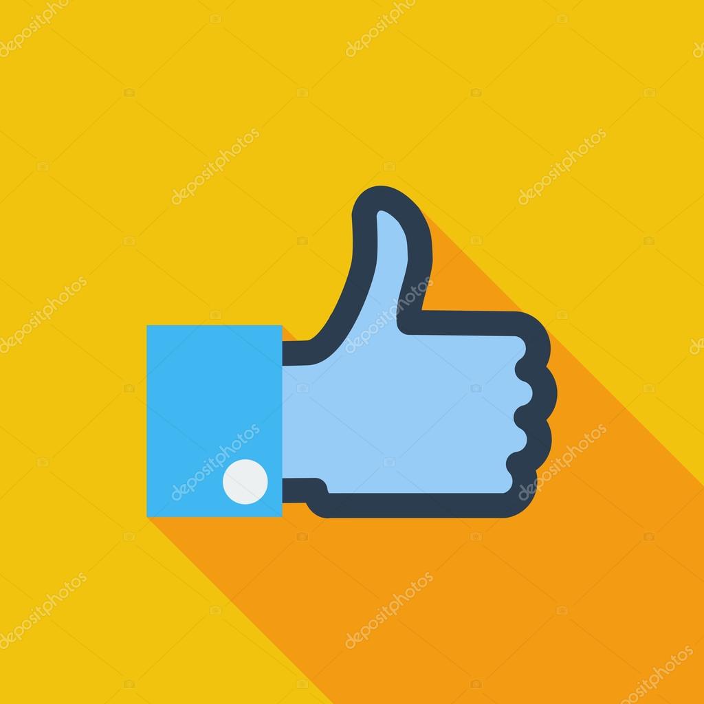 Like icon. Flat vector related icon with long shadow for web and mobile applications. It can be used as - logo, pictogram, icon, infographic element. Vector Illustration
