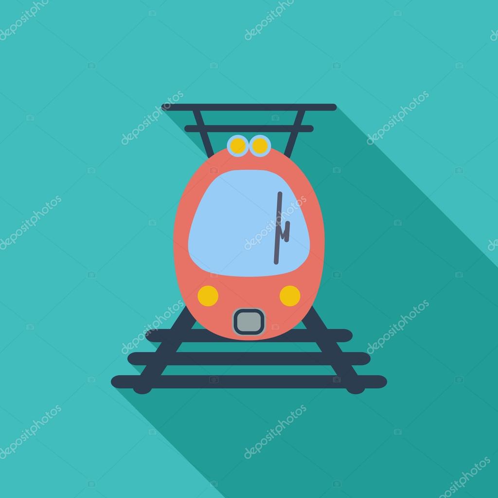 Suburban electric train icon. Flat vector related icon with long shadow for web and mobile applications. It can be used as - logo, pictogram, icon, infographic element. Vector Illustration