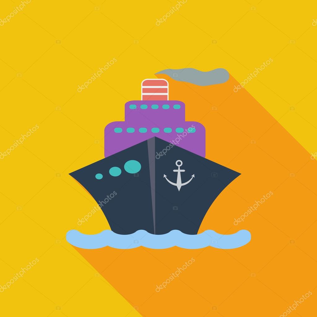 Ship icon. Flat vector related icon with long shadow for web and mobile applications. It can be used as - logo, pictogram, icon, infographic element. Vector Illustration
