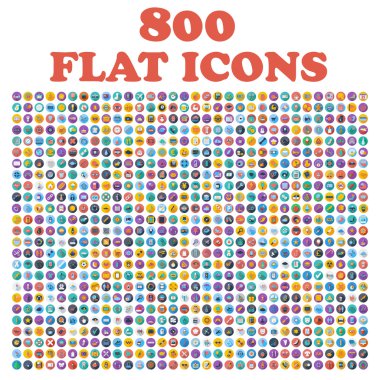Set of 800 flat icons, for web, internet, mobile apps, interface design