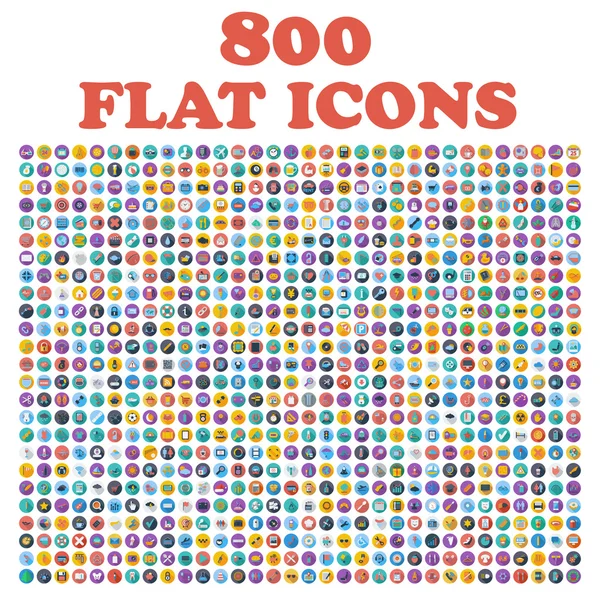 Set von 800 flachen Symbolen, für Web, Internet, mobile Apps, Interface Design — Stockvektor