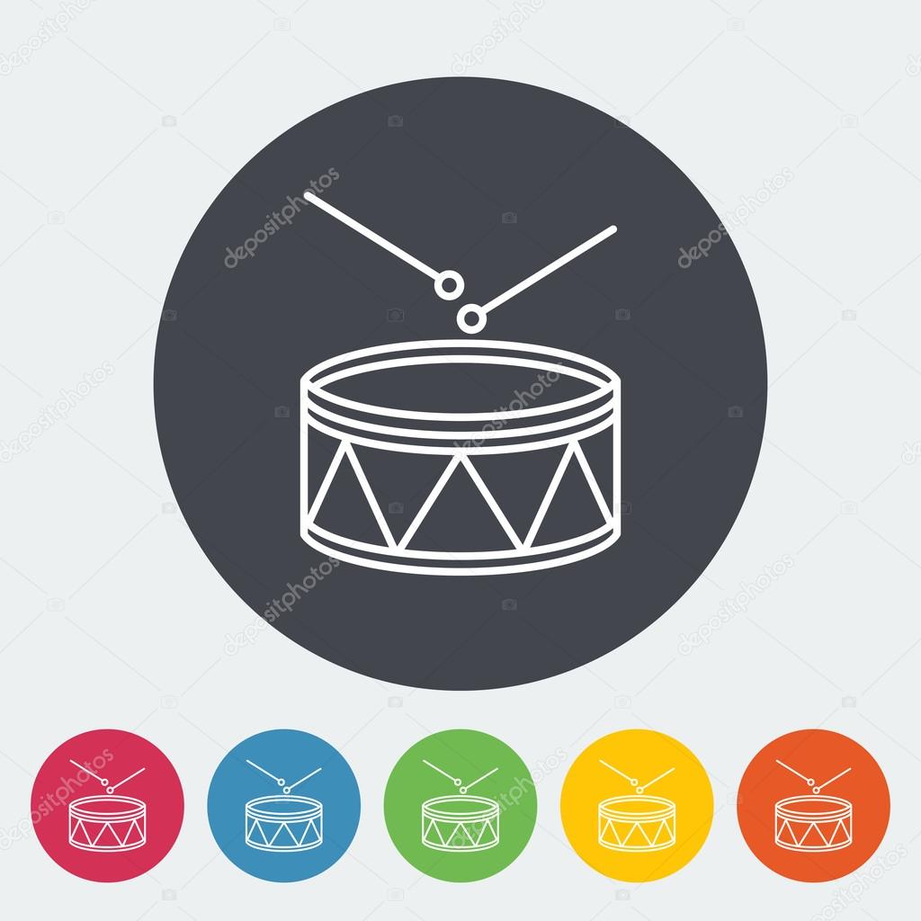 Drum icon. Thin line flat vector related icon for web and mobile applications. It can be used as - logo, pictogram, icon, infographic element. Vector Illustration