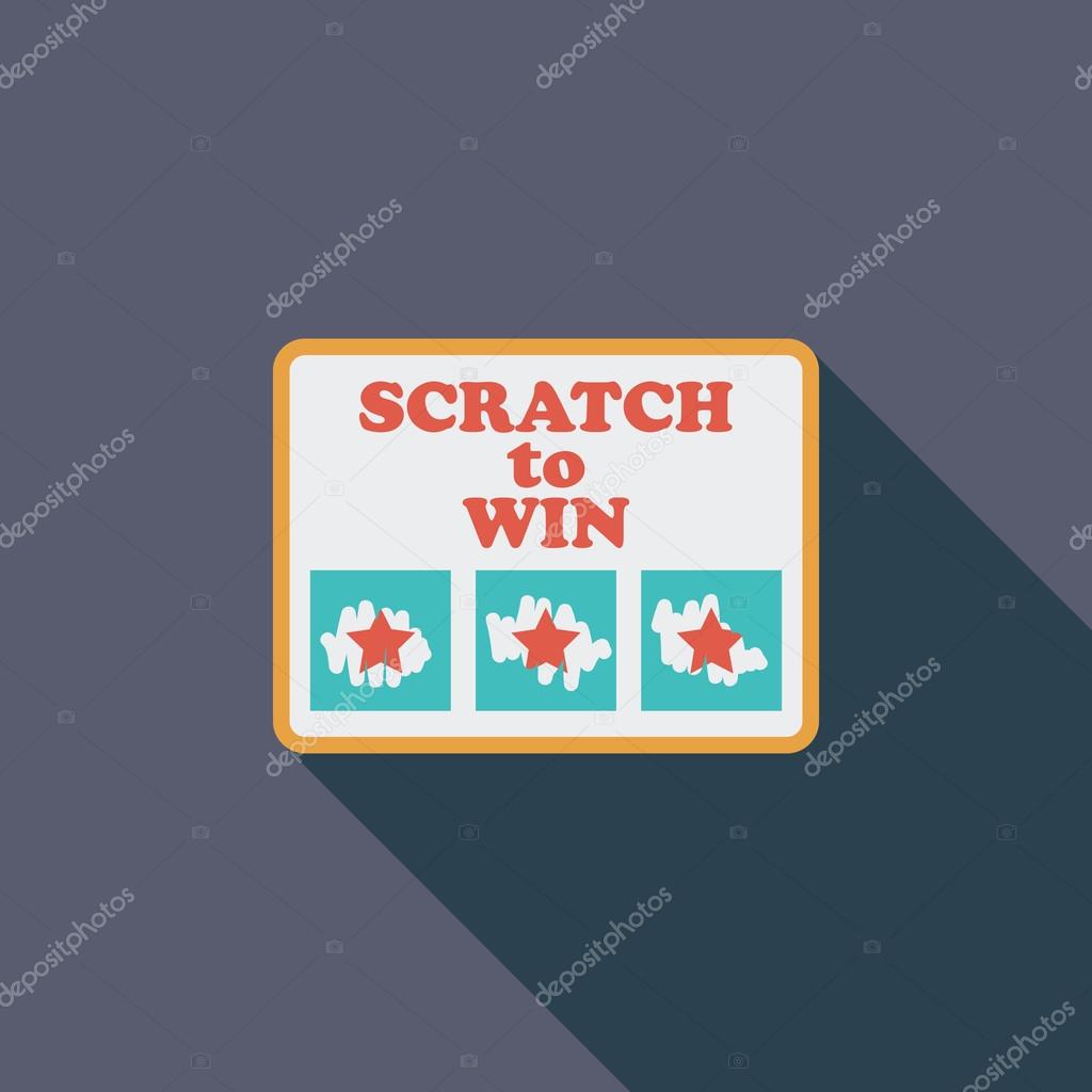 Scratch card icon. Flat vector related icon with long shadow for web and mobile applications. It can be used as - logo, pictogram, icon, infographic element. Vector Illustration
