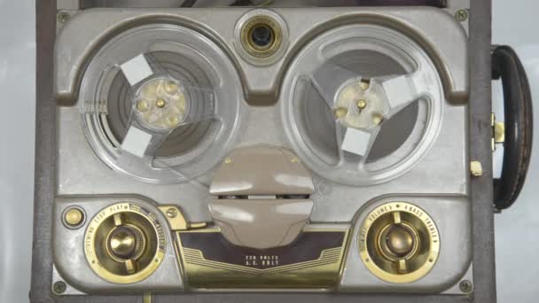 Oude buis Reel to Reel Tape Recorder 02 — Stockvideo