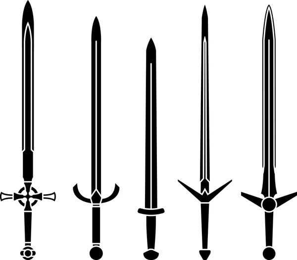 Stencils of medieval swords — Stock Vector