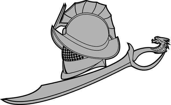 Гладиаторский шлем с мечом. векторная иллюстрация — стоковый вектор