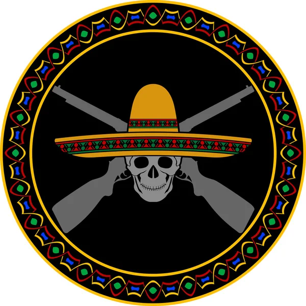 Crâne de guerrier mexicain — Image vectorielle