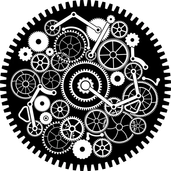 Black and white gear mechanism — Stock Vector