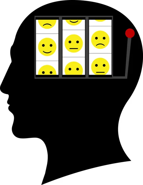 Slot machine for mood in head. vector illustration — Stock Vector