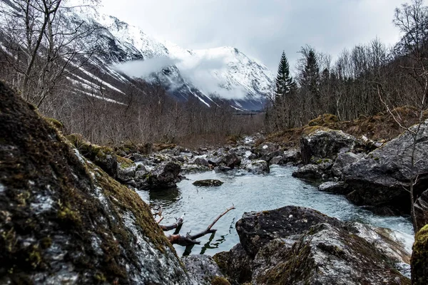 挪威大自然美丽得惊人的冬季景色 — 图库照片