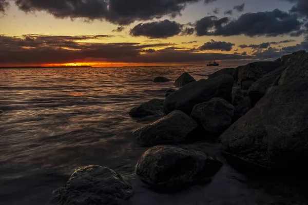 Vacker Solnedgång Baltiska Havet — Stockfoto