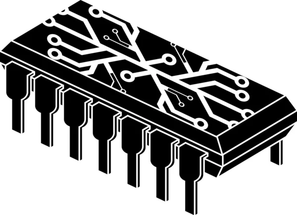 Estêncil de chip com padrão eletrônico — Vetor de Stock