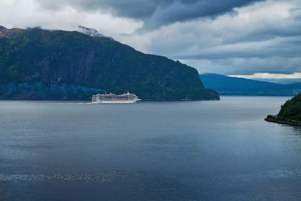 Liner in fjord — 스톡 사진