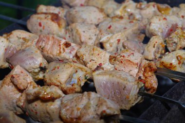 Piknikte domuz barbeküsü.