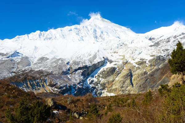 Hegyek Himalájában Kirándulás Manaslu Körül — Stock Fotó