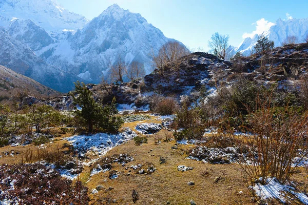 Montanhas Nos Himalaias Caminhada Torno Manaslu — Fotografia de Stock