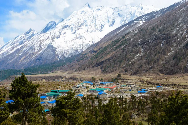 Byn Nepal Vandringen Runt Manaslu — Stockfoto