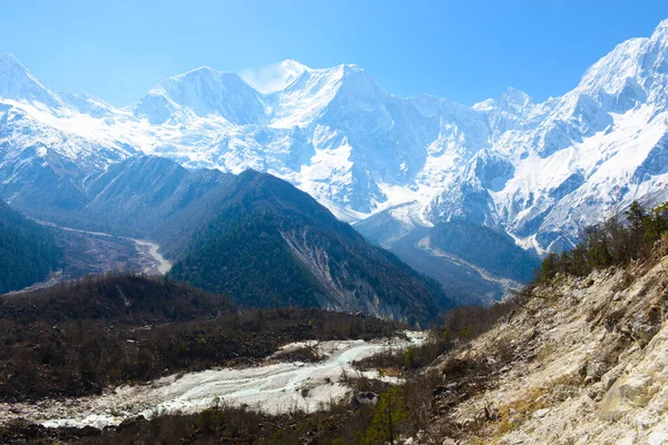 Montanhas Nos Himalaias Caminhada Torno Manaslu — Fotografia de Stock