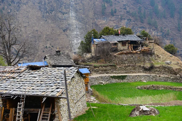 Bâtiments Pierre Dans Village Des Montagnes Himalayennes Népal — Photo