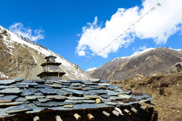 Каменные Здания Деревне Горах Гималаев Непал — стоковое фото