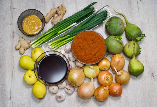 Ingredients for making Korean Kim Chi — Stock Image Ingredients Making Korean Kim Chi Stock Photo