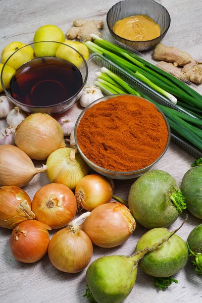 Ingredients for making Korean Kim Chi — Stock Image Ingredients Making Korean Kim Chi Royalty Free Stock Images